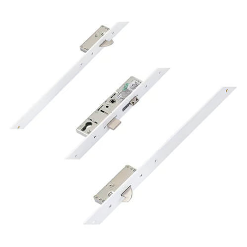 Latch Deadbolt 2 Hooks Split Spindle 44mm Flat White Faceplate Multipoint Door Lock