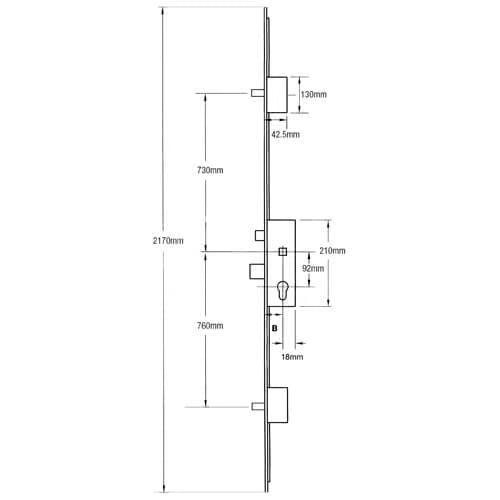 Latch Deadbolt 2 Pin Bolts Lift Lever Multipoint Door Lock