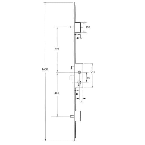 Latch Deadbolt 2 Pins Lift Lever Multipoint Door Lock - Shootbolt Compatible