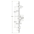 Latch Deadbolt 2 Hooks 2 Rollers Double Spindle Multipoint Door Lock (top roller to spindle = 730mm) - Shootbolt Compatible