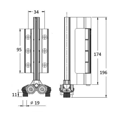 for System AF70 Bi-Fold Doors Bottom Roller