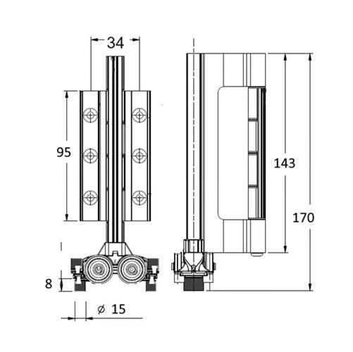 for ALUK Bi-Fold Doors Bottom Roller - New style