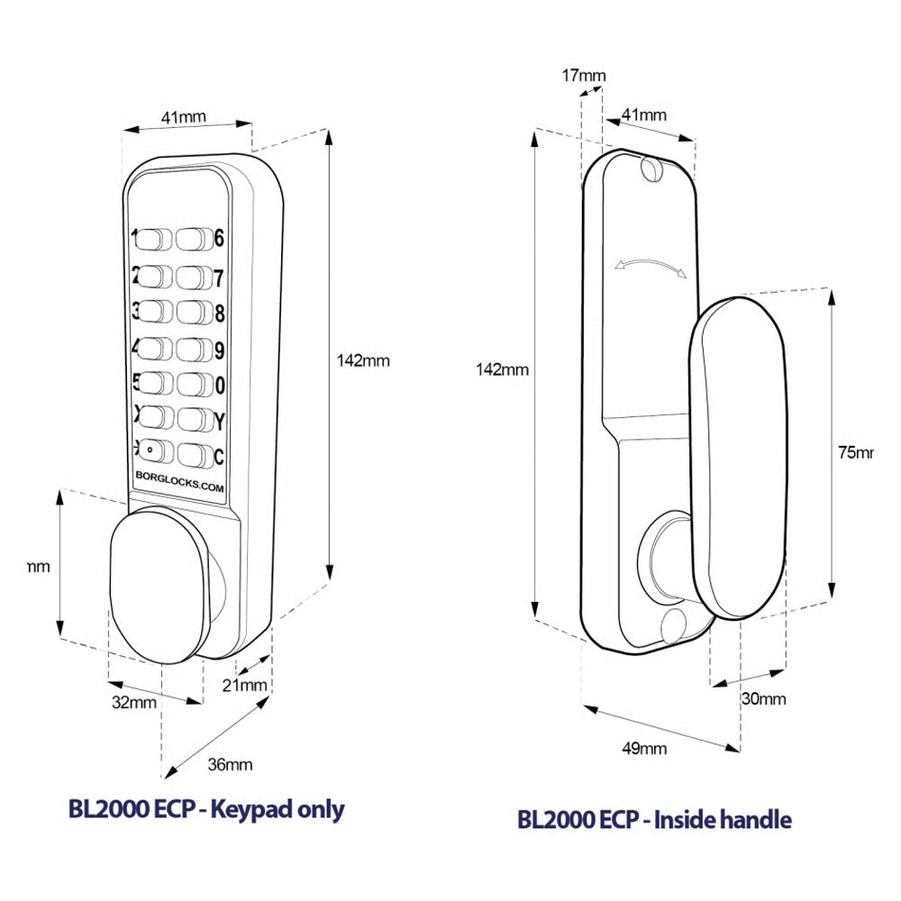 BL2001 ECP Easicode Pro Tubular Latch Digital Lock with Non-Holdback