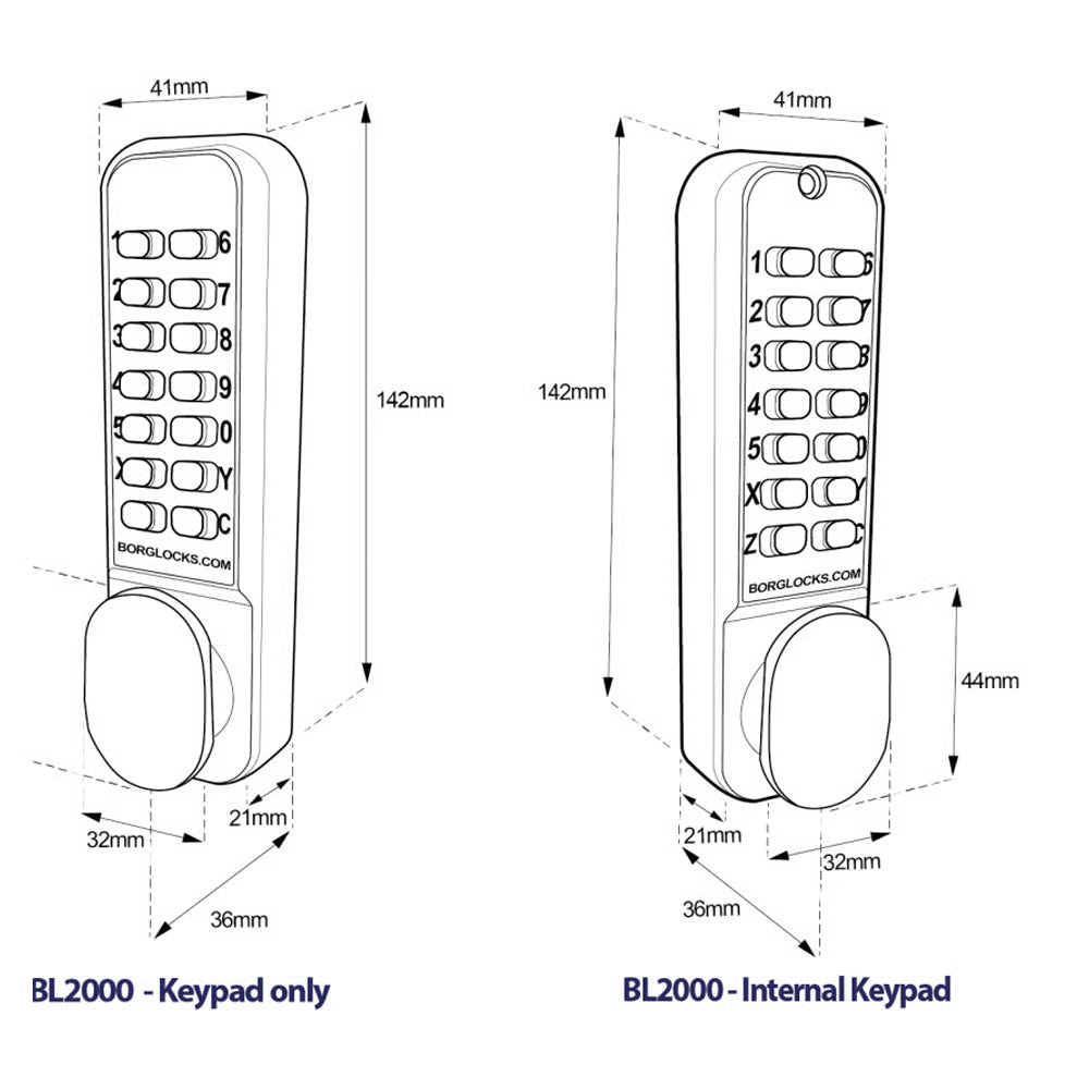 BL2021 Tubular Latch Back To Back Digital Lock
