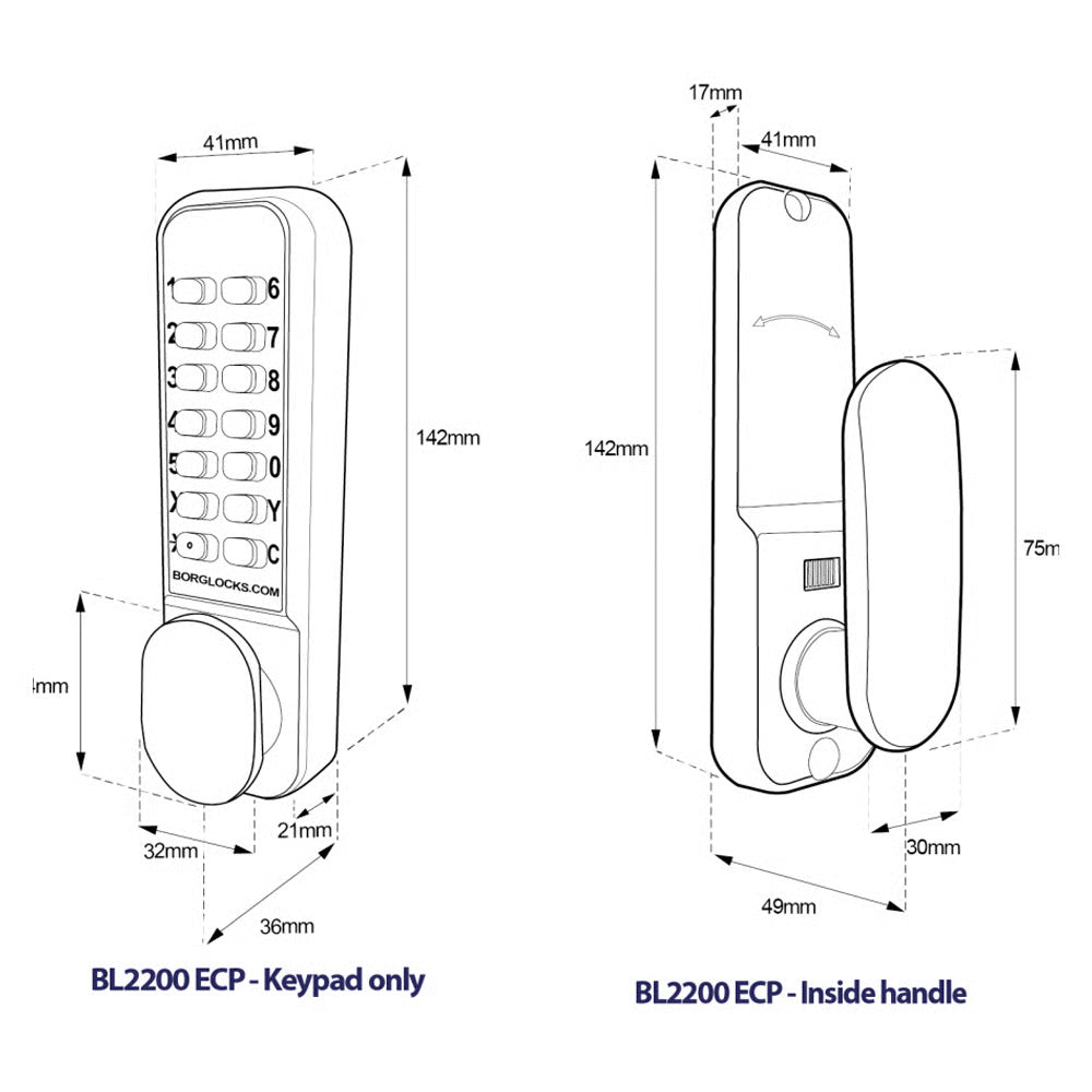 BL2202 ECP Easicode Pro Aluminium Latch Digital Lock with Holdback