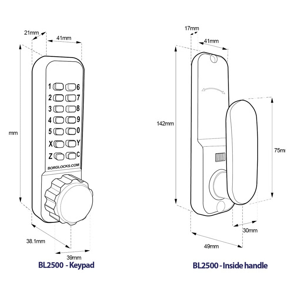 BL2501 Tubular Latch Digital Lock with Knob Turn & Holdback