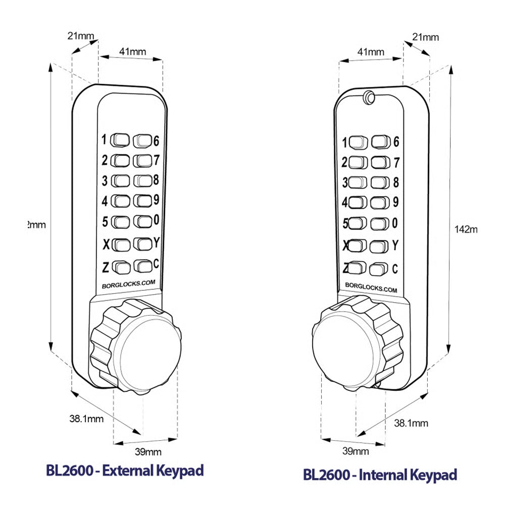 BL2521 Tubular Latch Back To Back Digital Lock with Knob Turn