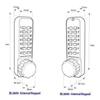 BL2521 Tubular Latch Back To Back Digital Lock with Knob Turn