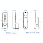 BL2701 ECP MG Easicode Pro Tubular Latch Back To Back Digital Lock with Knob Turn, Holdback & Key Override Marine Grade
