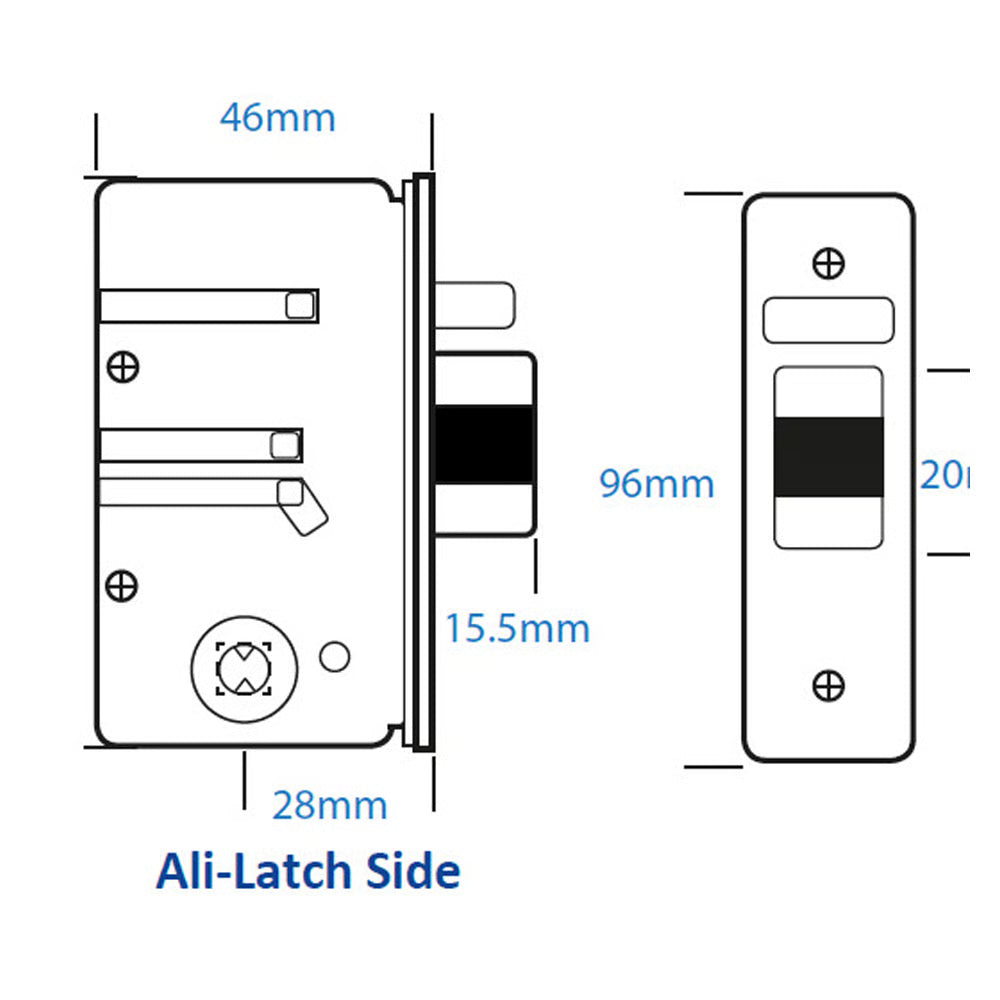 BL2702 ECP Easicode Pro Aluminium Latch Back To Back Digital Lock with Knob Turn, Holdback & Key Override Marine Grade