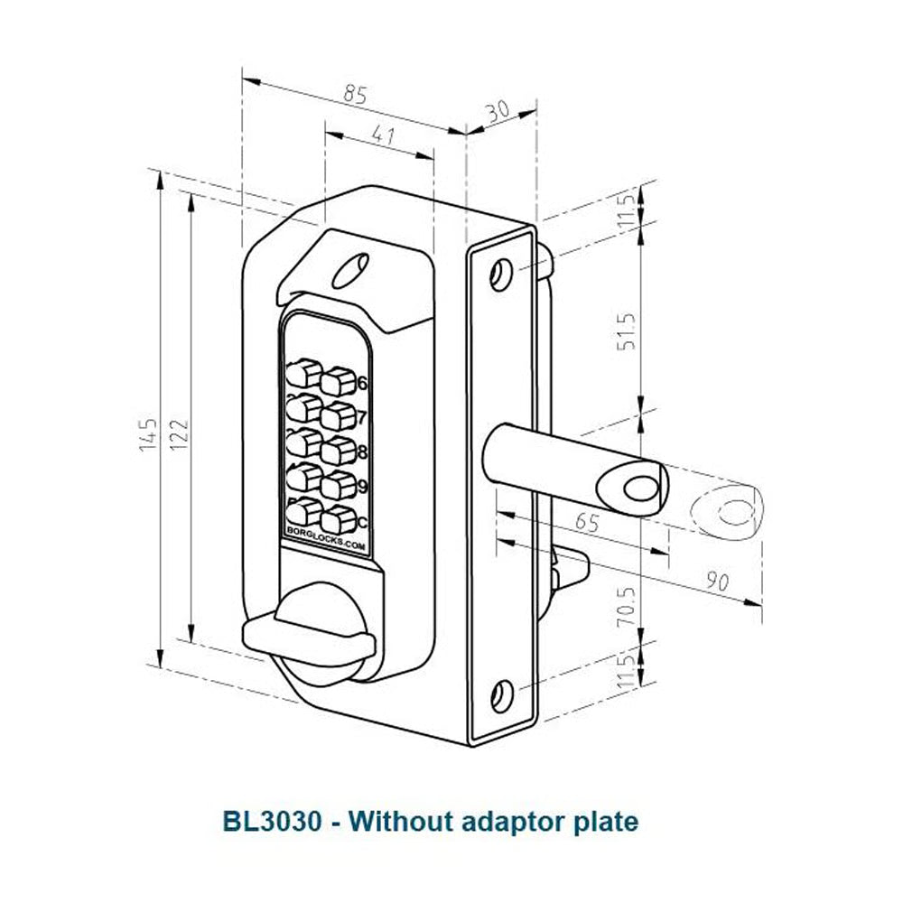 BL3030 Mini Gate Back To Back Digital Lock with Knob Turn Marine Grade