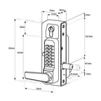 BL3435 KO ECP Easicode Pro Metal Gate Back To Back Digital Lock with Lever Handle & Key Override Marine Grade