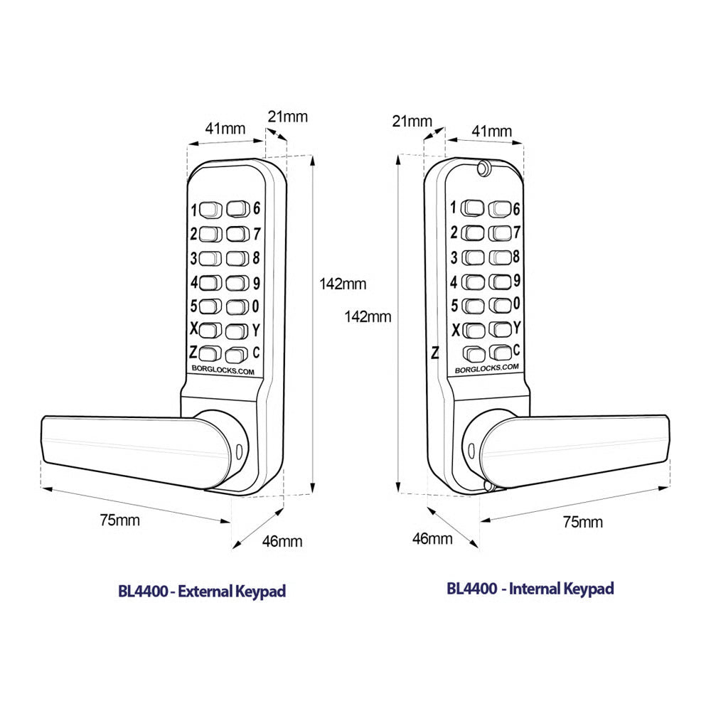 BL4441 Tubular Latch Back To Back Digital Lock Marine Grade