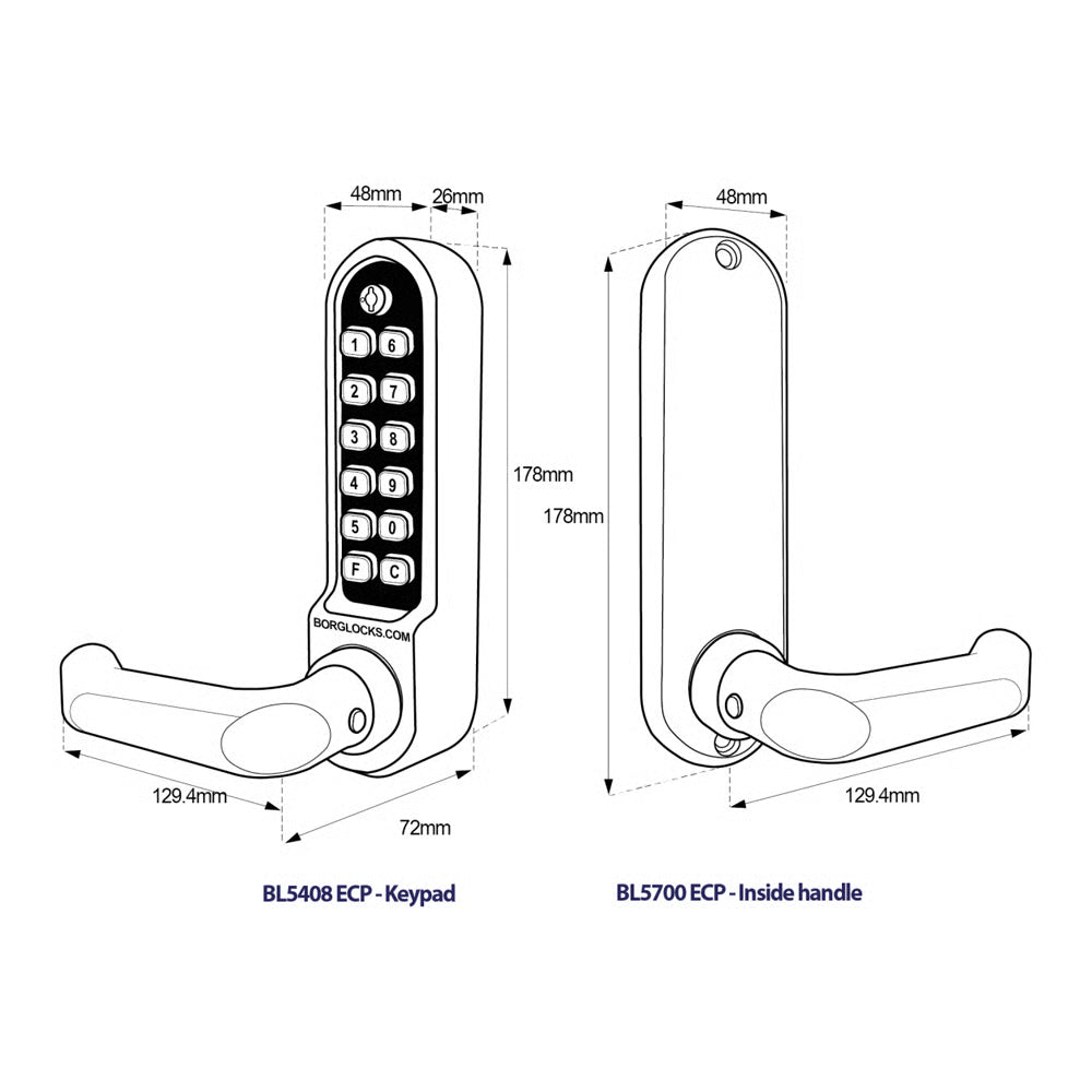 L5001 ECP Easicode Pro Tubular Latch Digital Lock with Round Lever Handle & Passage Mode