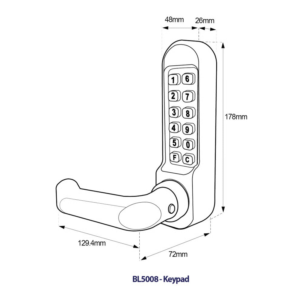 L5008 Panic Version Digital Lock with Round Lever Handle & Passage Mode
