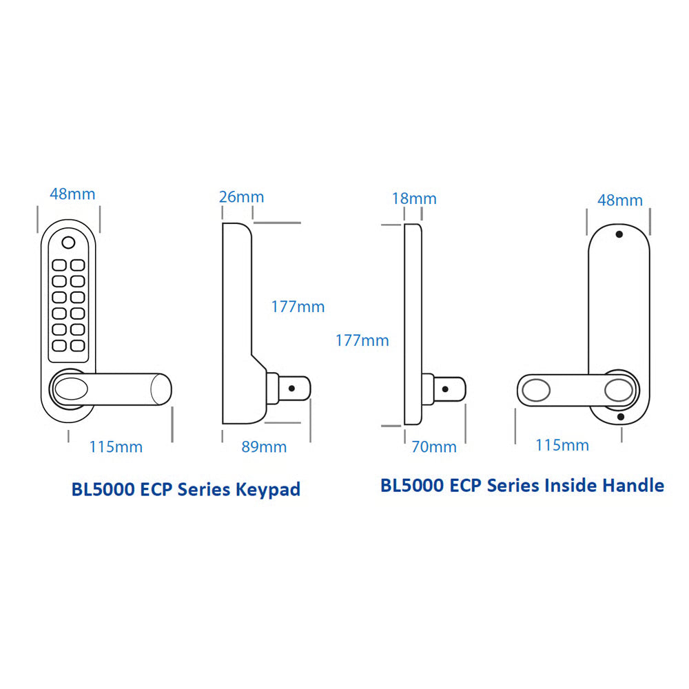 BL5009 ECP Easicode Pro Mortice Nightlatch Digital Lock with Round Lever Handle & Passage Mode