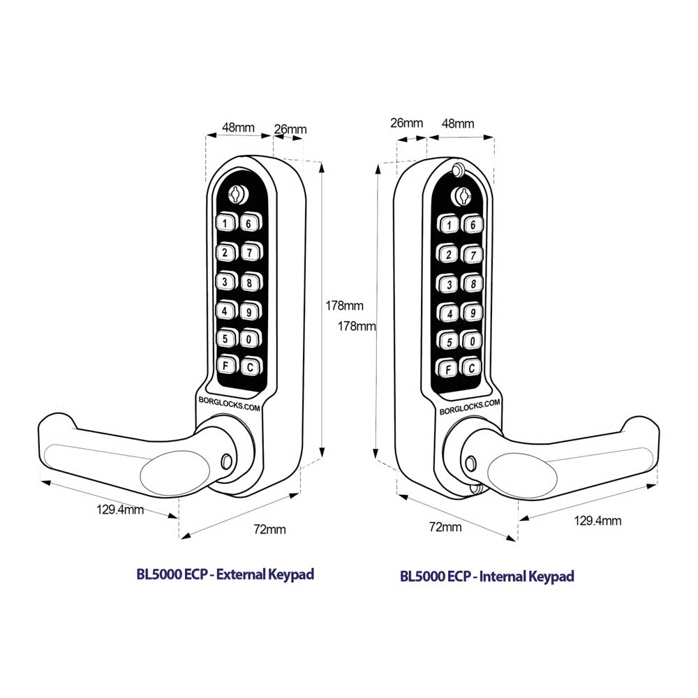 BL5051 ECP Easicode Pro Tubular Latch Back To Back Digital Lock with Round Lever Handle & Passage Mode