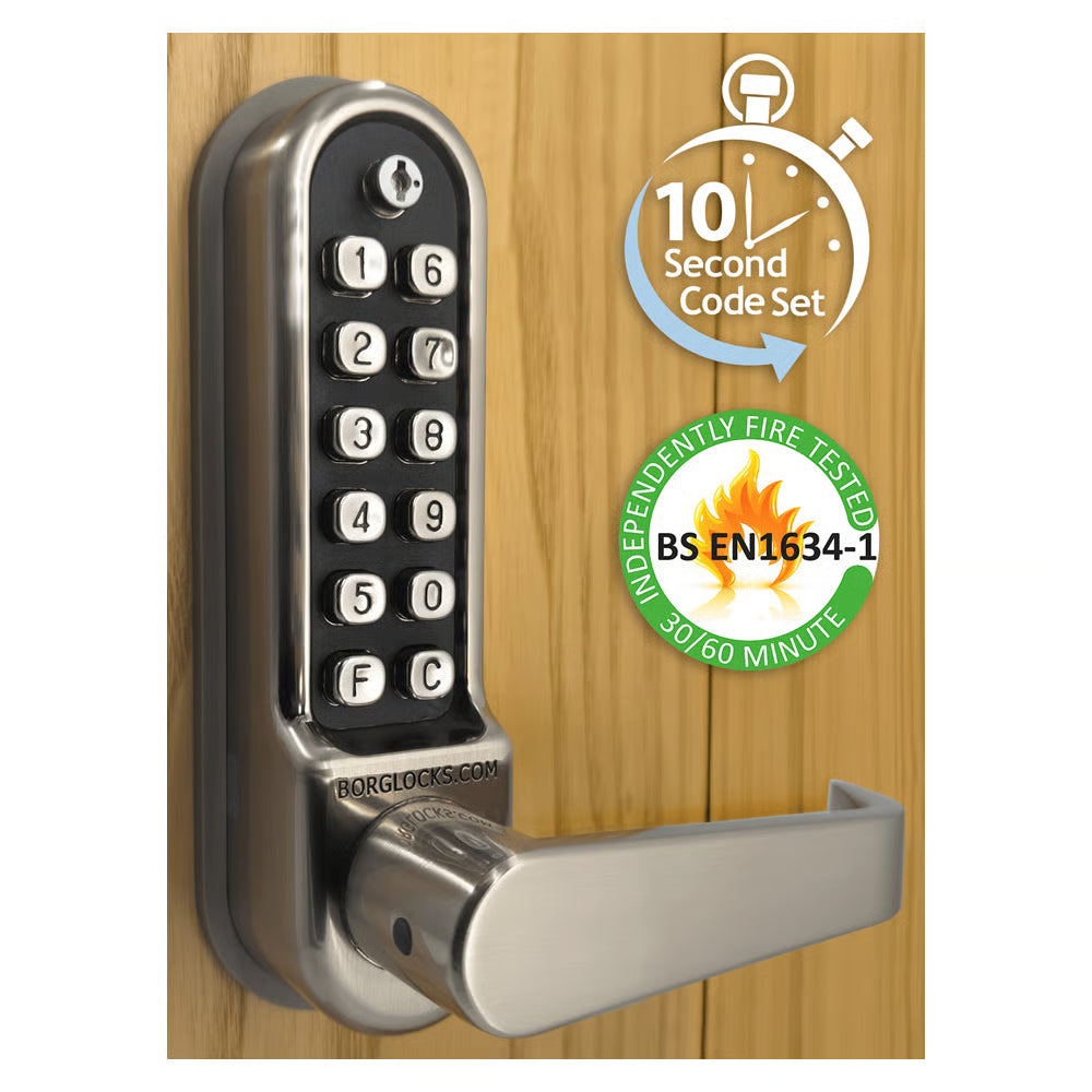 BL5401 ECP FT Easicode Pro Fire Tested Tubular Latch Digital Lock with Flat Lever Handle & Passage Mode