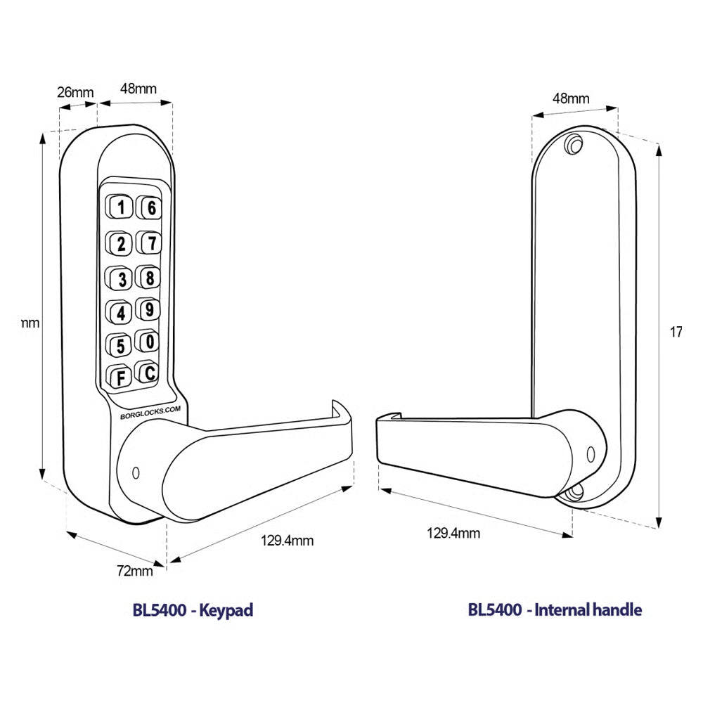 BL5403 FT Fire Tested Mortice Sashlock Digital Lock with Flat Lever Handle & Passage Mode