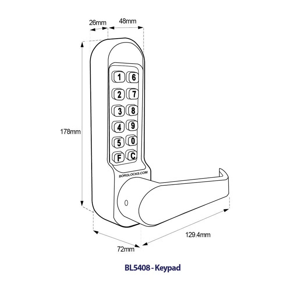 BL5408 Panic Version Digital Lock with Flat Lever Handle & Passage Mode