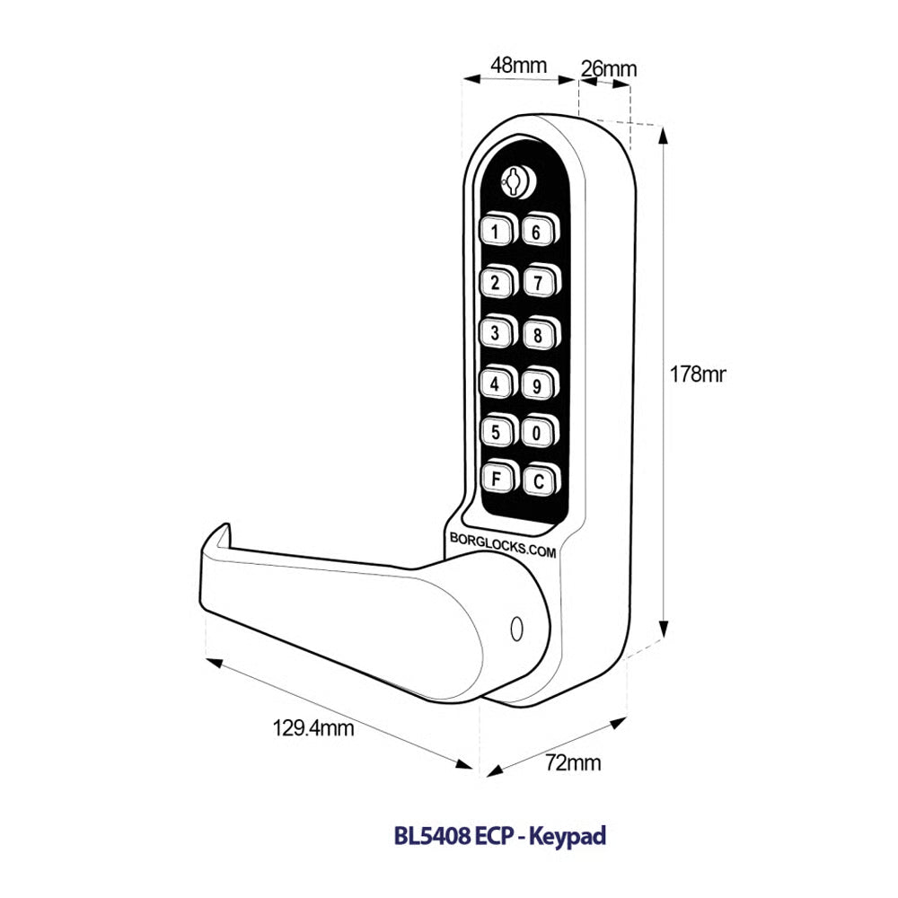 BL5408 ECP Easicode Pro Panic Version Digital Lock with Flat Lever Handle & Passage Mode