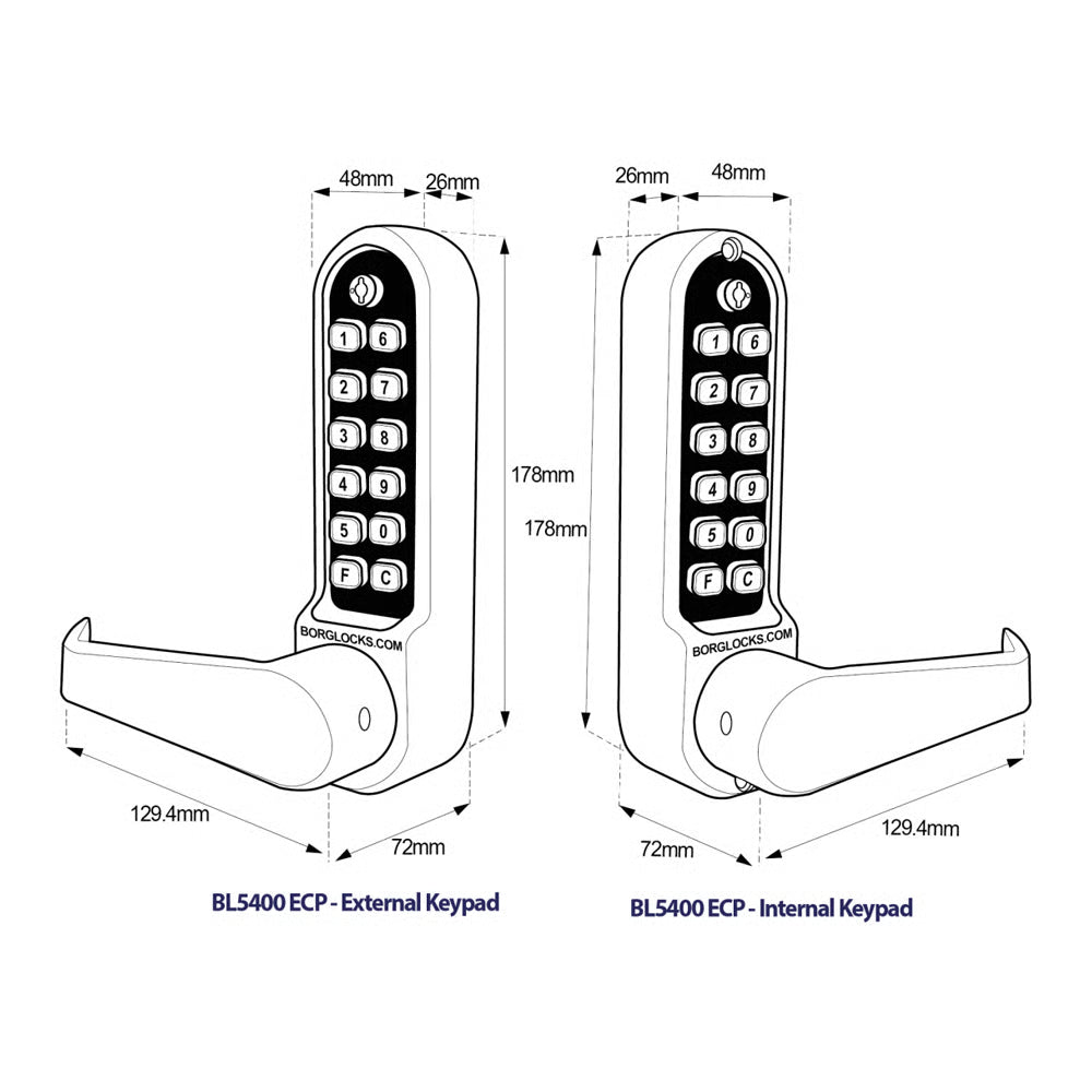 BL5451 ECP Tubular Latch Back To Back Digital Lock with Flat Lever Handle & Passage Mode