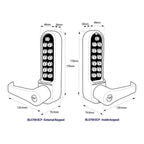 BL5771 ECP MG Easicode Pro Tubular Latch Back To Back Digital Lock with Flat Lever Handle, Passage Mode & Key Override Marine Grade