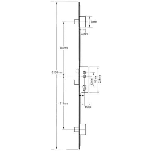 Crimebeater Latch 3 Deadbolts Flat 44mm White Faceplate Double Spindle Multipoint Door Lock