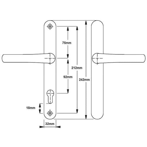 Balmoral Blank Lever Lever UPVC Multipoint Door Handles - 92mm PZ Sprung 212mm Screw Centres