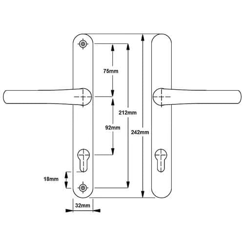 Balmoral Lever Lever UPVC Multipoint Door Handles - 92mm PZ Sprung 212mm Screw Centres