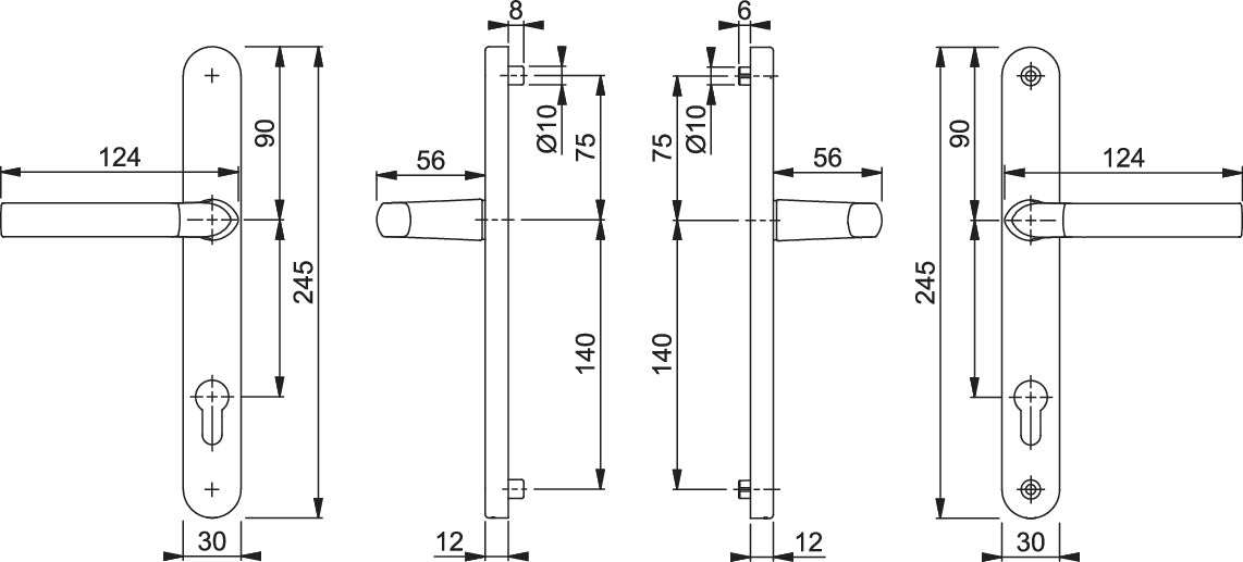 Birmingham Handle Set on Narrow Backplate for Profile Doors