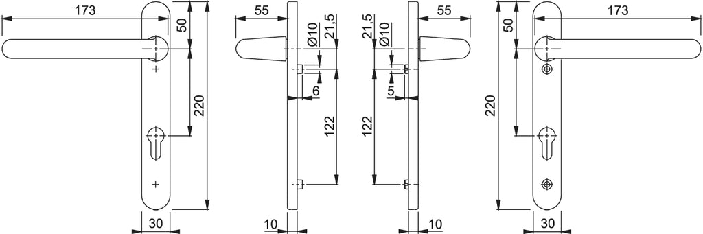 Paris Handle Set on Narrow Backplate for Profile Doors