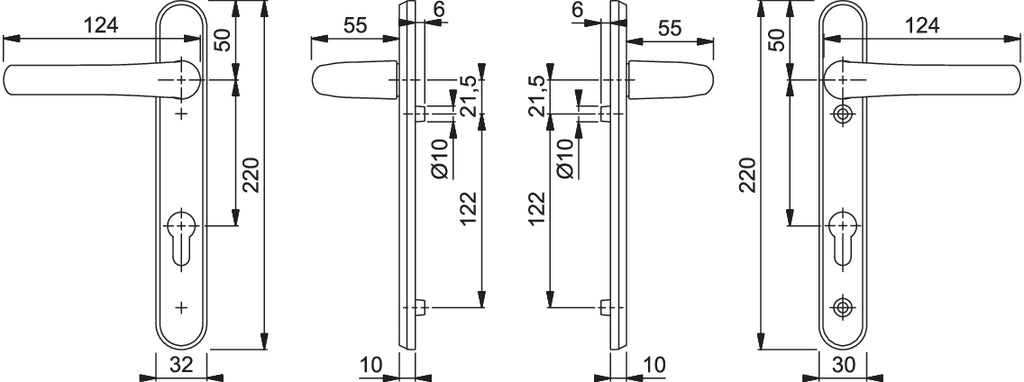 Tokyo Handle Set on Narrow Backplate for Profile Doors