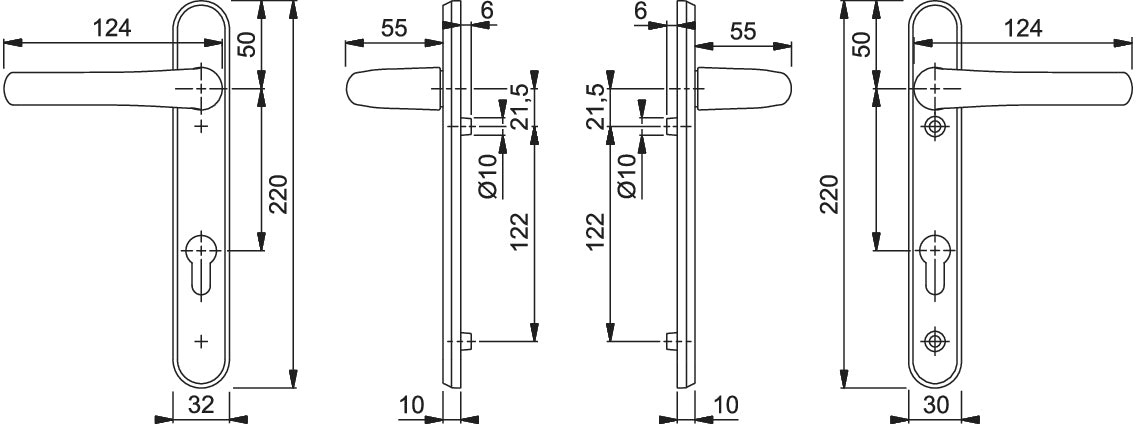 Tokyo Handle Set on Narrow Backplate for Profile Doors