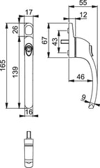 Espagnolette Handle - Locking