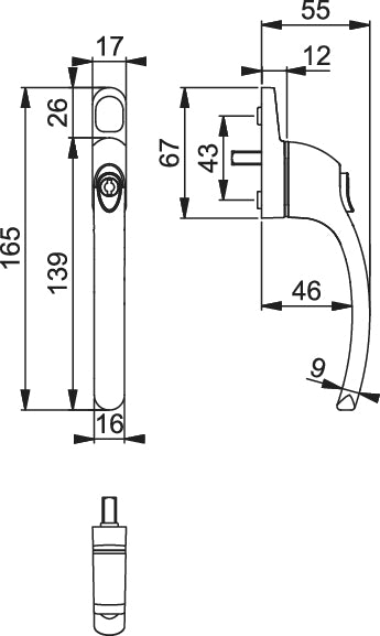 Espagnolette Handle - Locking