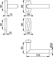 Stainless Steel Handle Set on Rose With Escutcheons