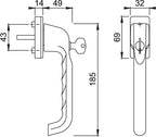 Aluminium Lockable Tilt/Slide Handle With Secu200 for Patio Doors
