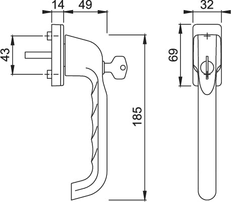 Aluminium Lockable Tilt/Slide Handle With Secu200 for Patio Doors