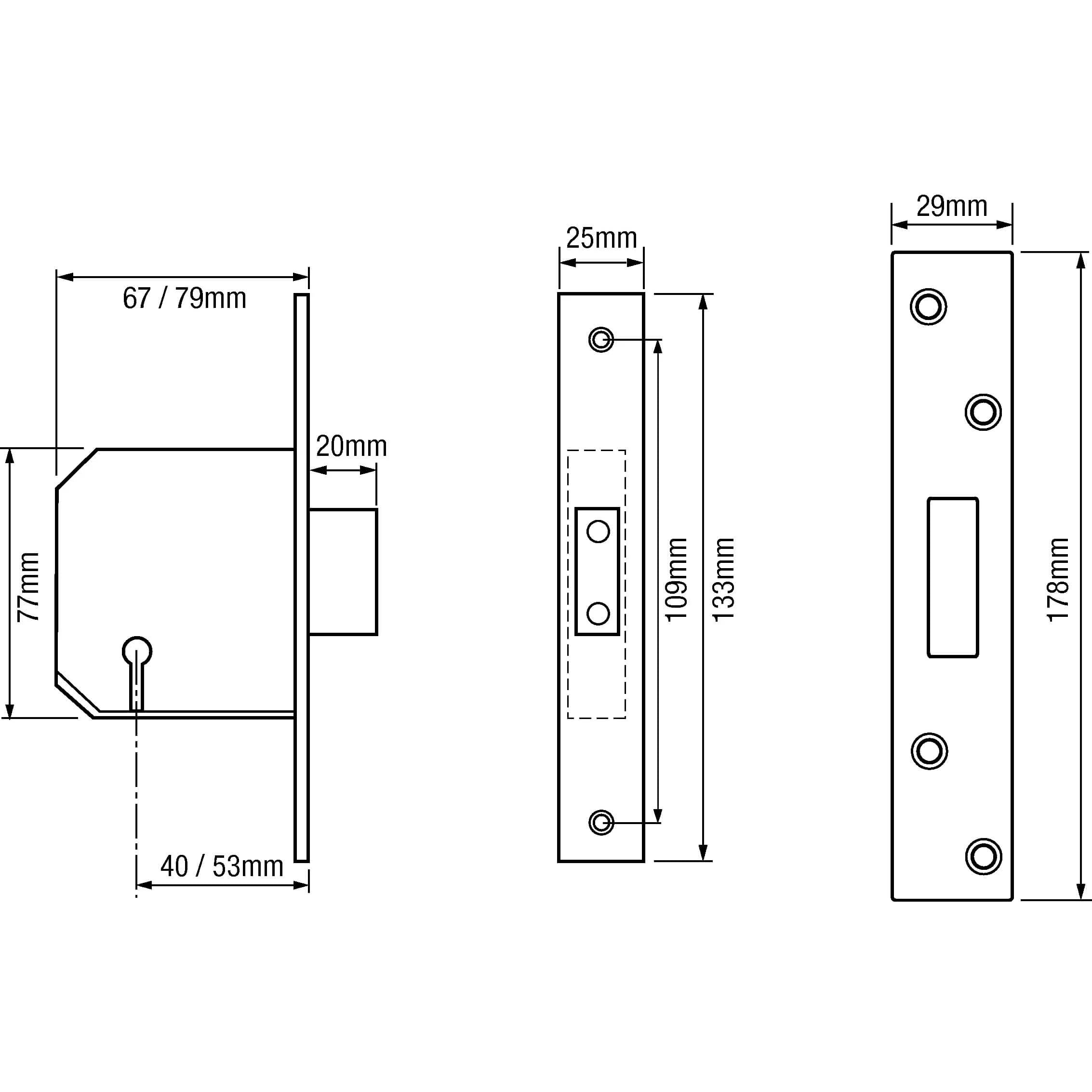 Union 3G114E British Standard 5 Lever Mortice Deadlock Visi Packed Packaging