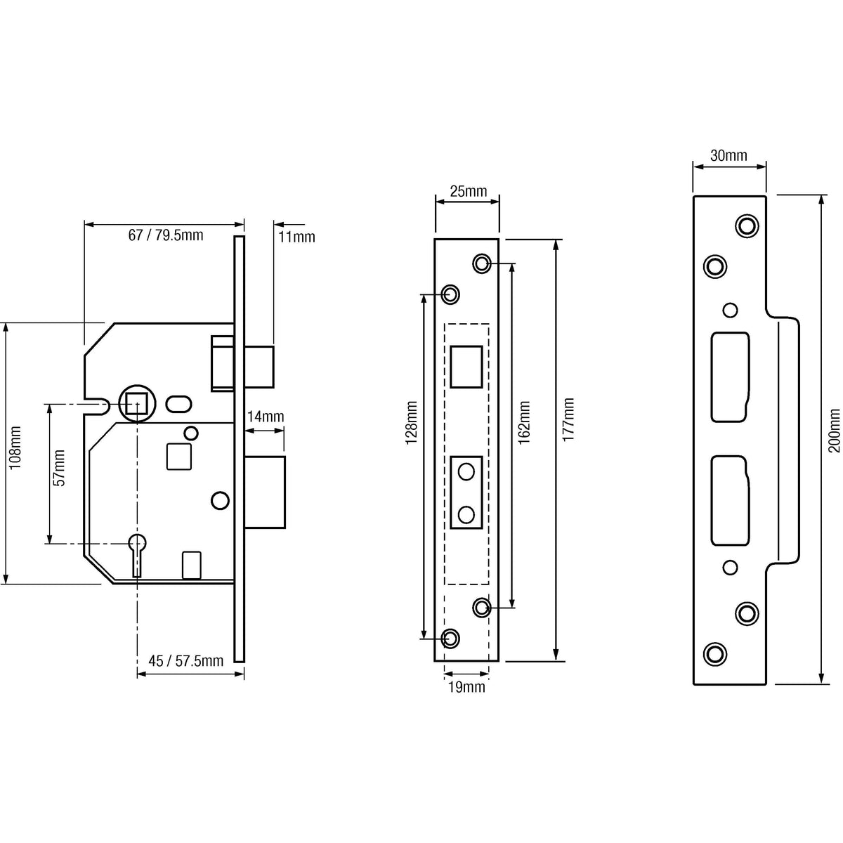 2234E British Standard 5 Lever Mortice Sashlock