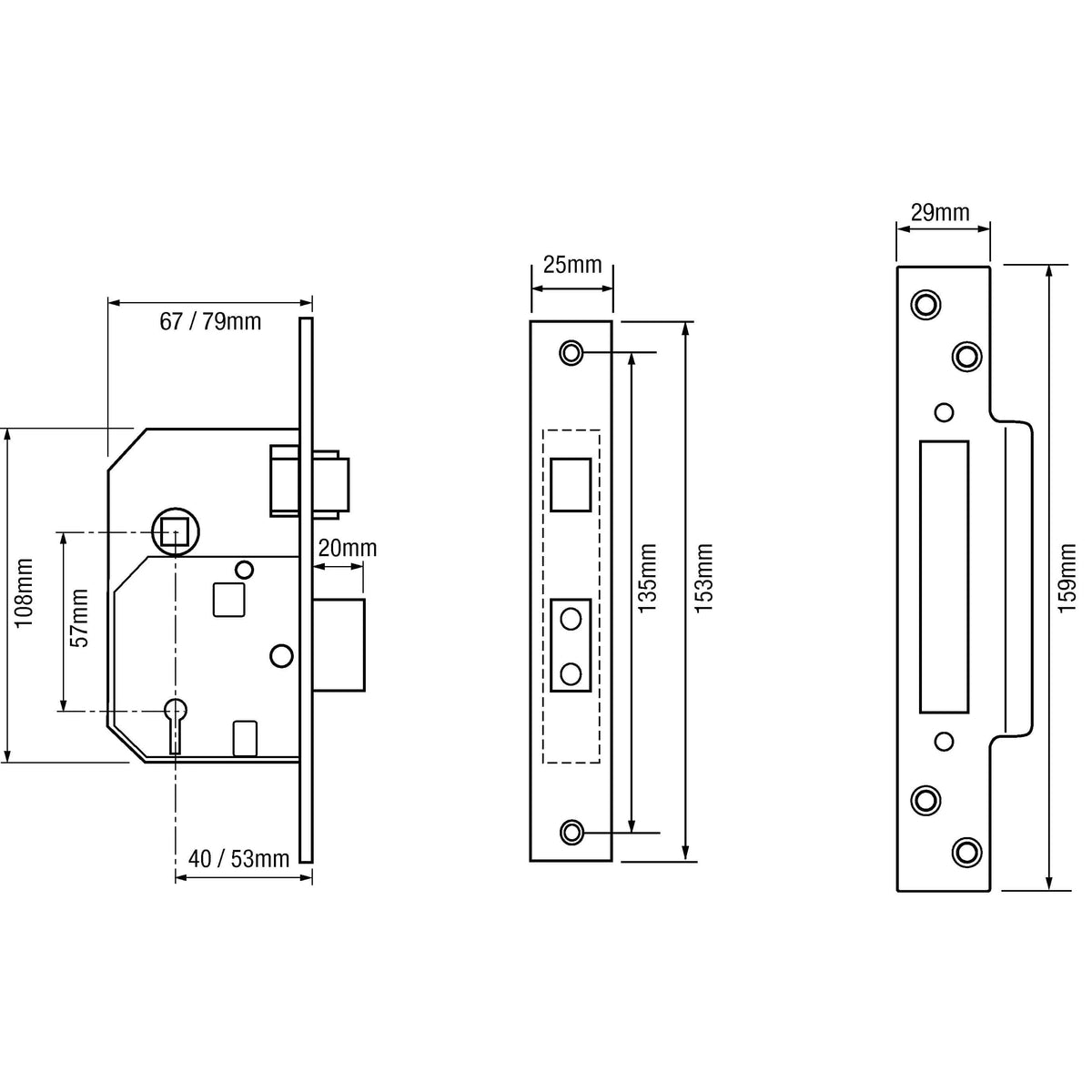 Union 3K74E British Standard 5 Lever Mortice Sashlock