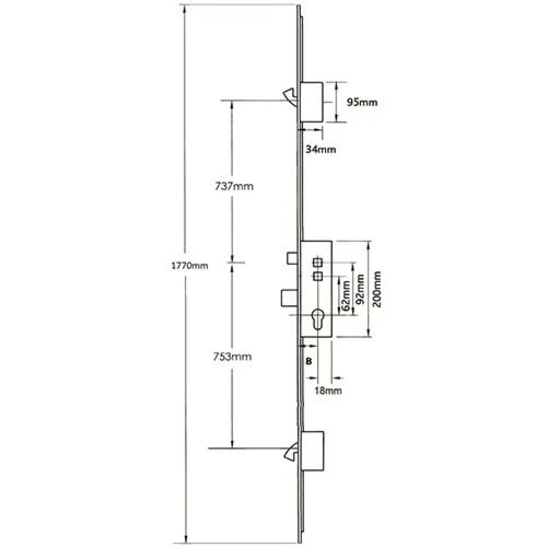 Latch Deadbolt 2 Hooks Double Spindle Multipoint Door Lock