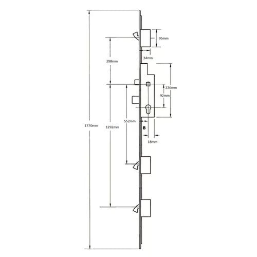 Heritage Latch Deadbolt 3 Hooks Key Wind Multipoint Door Lock