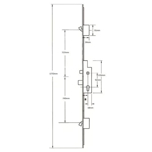 Latch Deadbolt 2 Hooks Key Wind Multipoint Door Lock