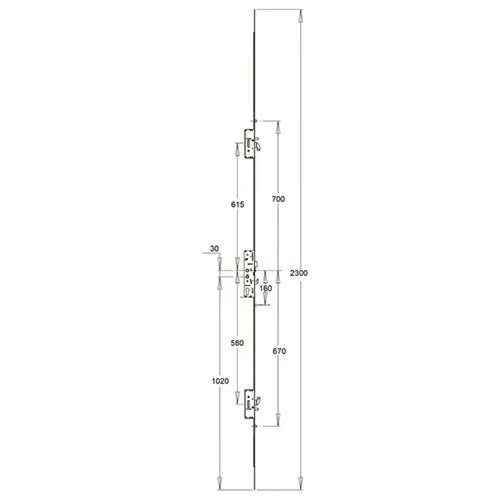 Excalibur Latch 3 Hooks 2 Anti Lift Pins 3 Rollers Multipoint Door Lock - Option 2
