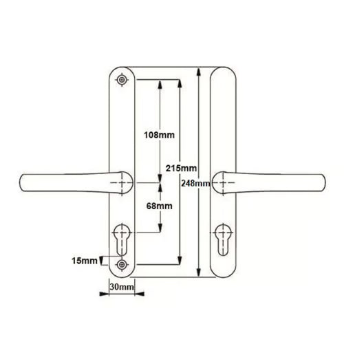 Farnham Lever Lever UPVC Multipoint Door Handles - Without Snib 68mm PZ Sprung 215mm Screw Centres