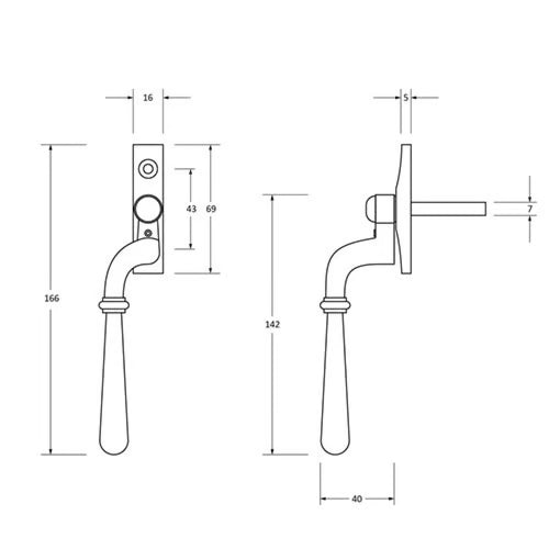 Newbury Offset Non-Locking Espag Window Handles (LEAD TIME: 2-3 DAYS)