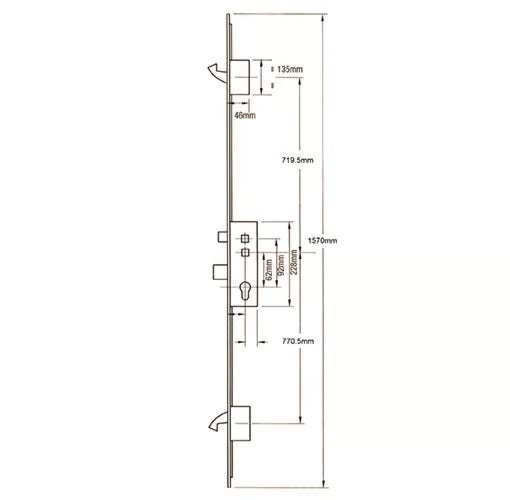 Crimebeater Latch Deadbolt 2 Hooks 20mm Radius Faceplate Split Spindle Multipoint Door Lock