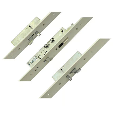 XL Latch 3 Hooks 2 Anti Lift Pins Flat 44mm White Faceplate Double Spindle Multipoint Door Lock